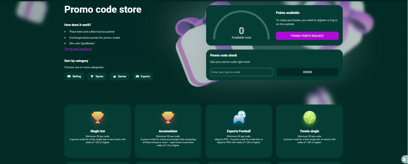 Spin Better promo codes